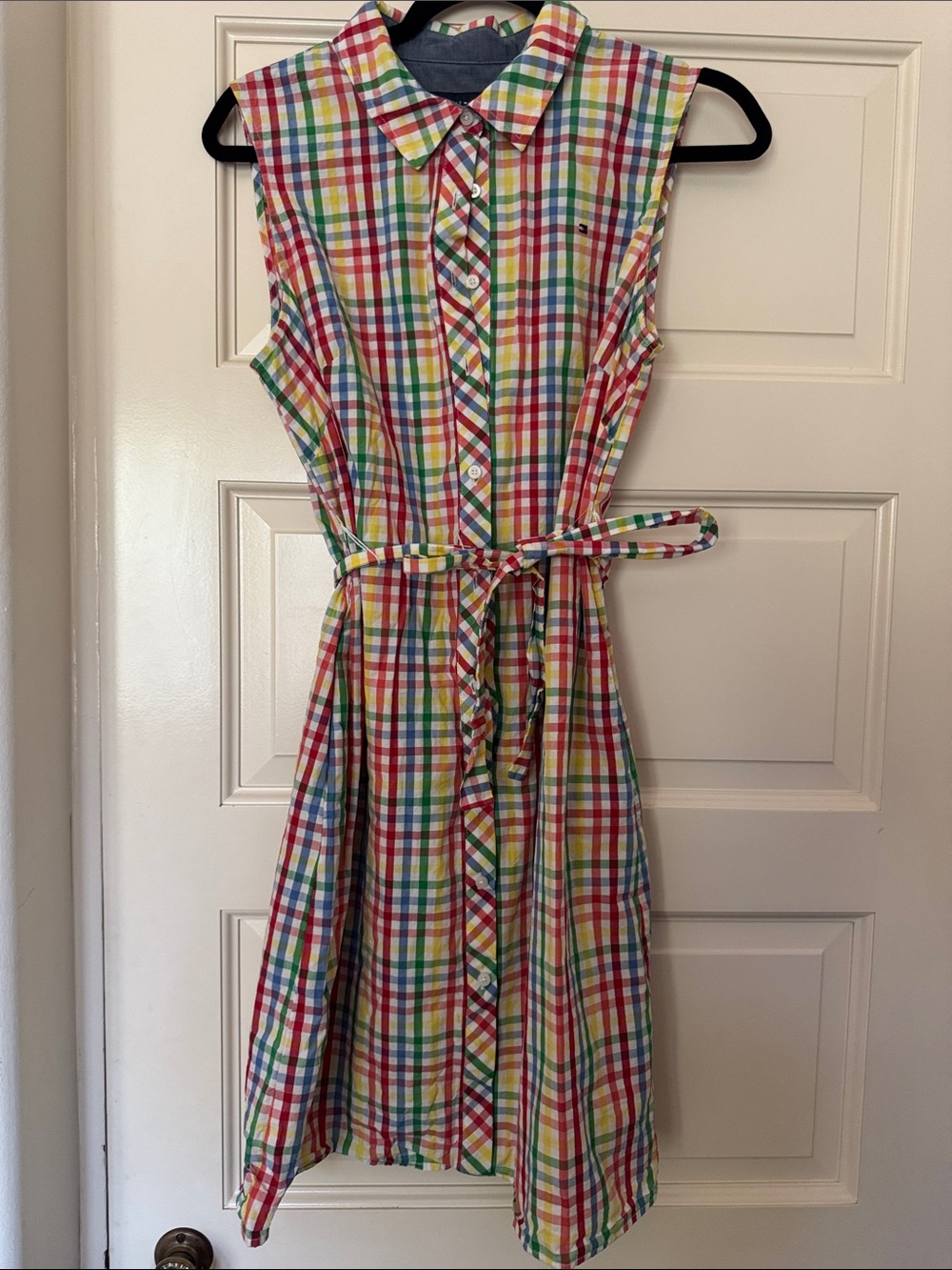 Tommy Hilfiger Multicolor Plaid Sleeveless Shirt Dress
